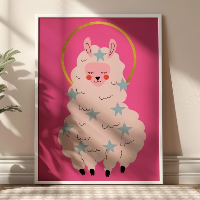 Pink Cute Alpaca Poster (Creator Uploaded)