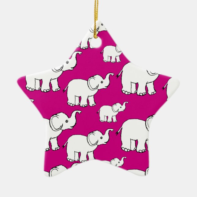 Pink Cute Animal Pattern Cartoon Elephant Pattern Ceramic Tree Decoration (Front)