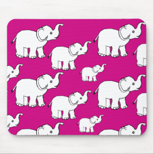 Pink Cute Animal Pattern Cartoon Elephant Pattern Mouse Pad
