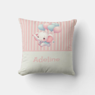 Pink, Cute baby elephant Cushion