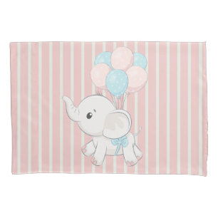 Pink, Cute baby elephant Pillowcase