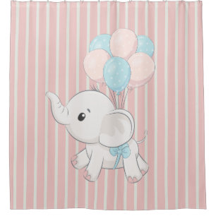 Pink, Cute baby elephant Shower Curtain