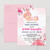 Pink Cute Baby Girl Rose flowers baby shower kid