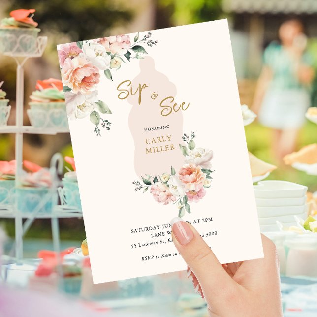 Pink Cute Baby Girl Sip And See Bottle Baby Shower Invitation (Creator Uploaded)