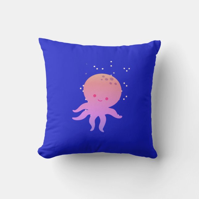 Pink Cute Baby Octopus Cartoon Cushion (Front)