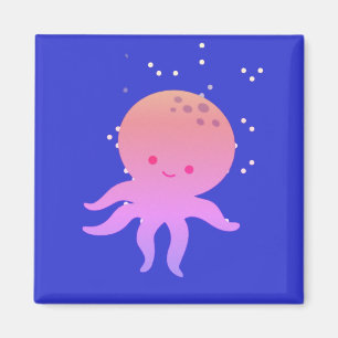 Pink Cute Baby Octopus Cartoon Magnet