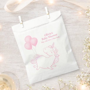 Pink Cute Balloon Unicorn Baby Shower Favour Bags