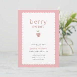 Pink Cute Berry Sweet Strawberry Baby Shower Invitation
