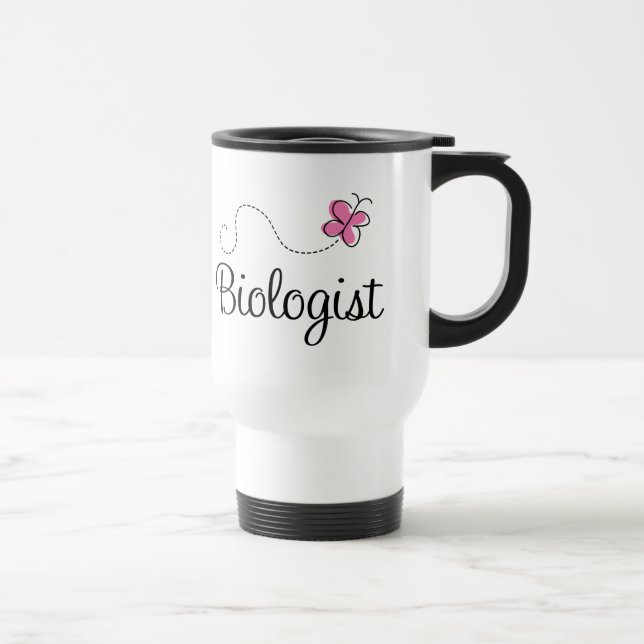 Pink Cute Biologist Travel Mug (Right)
