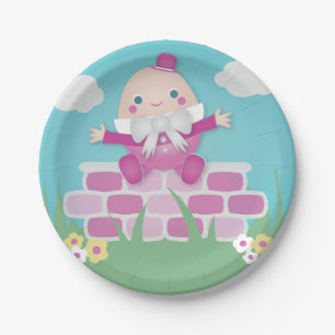 Pink Cute Blue Humpty Dumpty Baby Shower  Paper Plate