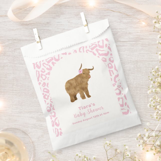 Pink Cute Boho Holy Cow Floral Girl Baby Shower  Favour Bags (Clipped)