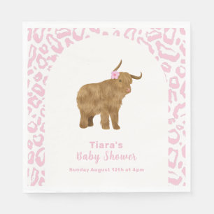 Pink Cute Boho Holy Cow Floral Girl Baby Shower  Napkin
