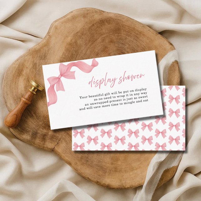 Pink Cute Bow Bridal Shower Display Shower Enclosure Card (Creator Uploaded)