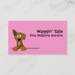 Pink Cute Cartoon Mutt Dog Business Card Template