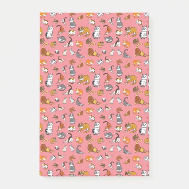 pink cute cat pattern design for cat lovers- post-it notes (Front)