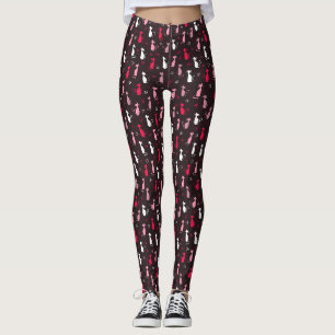 Pink cute cat pattern leggings