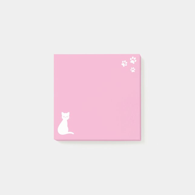 Pink | Cute Cat Paws Custom Text Post-it Notes (Front)