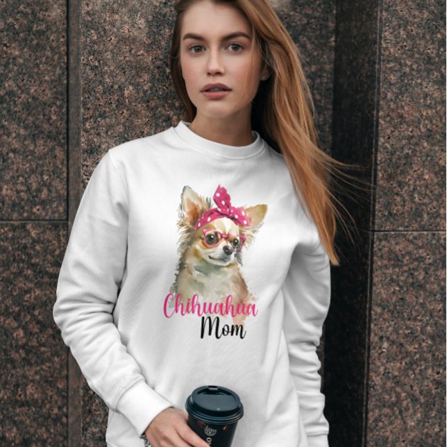 Pink Cute Chihuahua Dog Mum  Sweatshirt (Creator Uploaded)