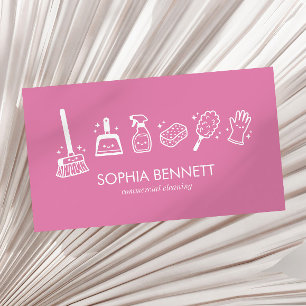 Pink Cute Cleaning Tools Custom Business Card
