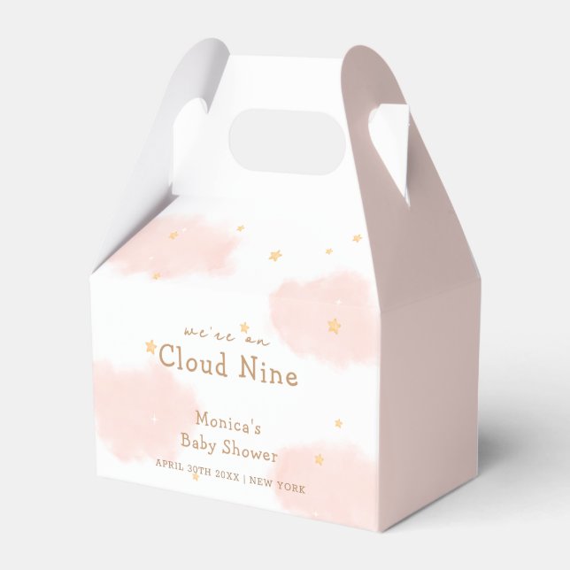 Pink Cute Cloud Nine Girl Baby Shower  Favour Box (Front Side)