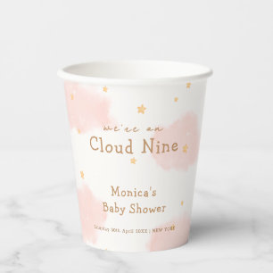 Pink Cute Cloud Nine Girl Baby Shower Paper Cups