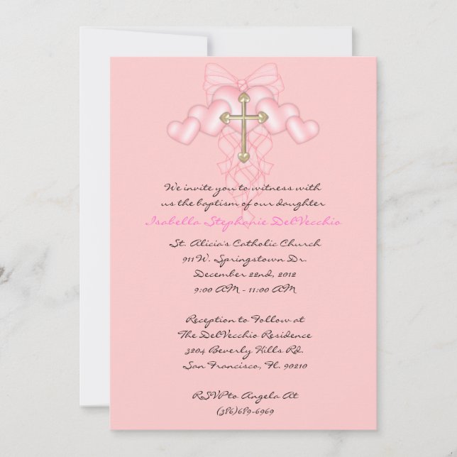 Pink CUTE Communion/Baptism Invite (Front)