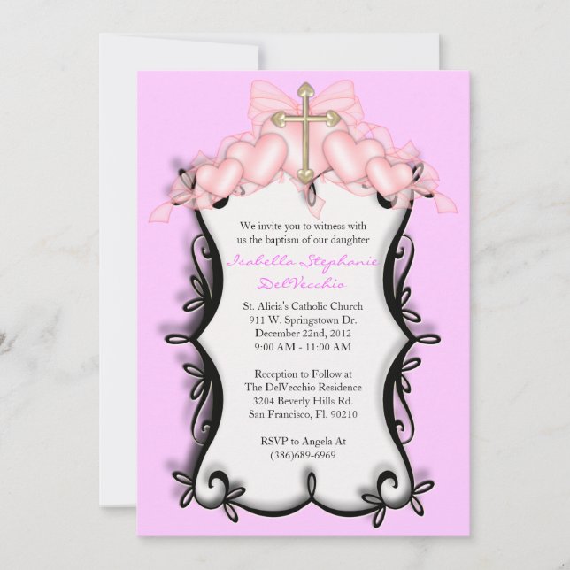 pink CUTE Communion/Baptism Invite (Front)