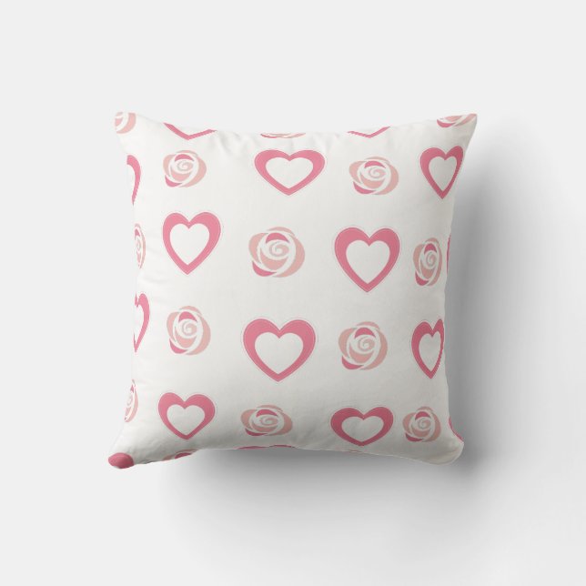 Pink Cute Cosy Modern Romantic Chic Stylish Heart  Cushion (Back)