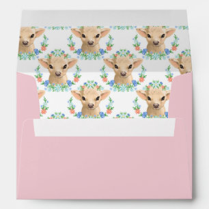 Pink Cute Cow Floral  Envelope