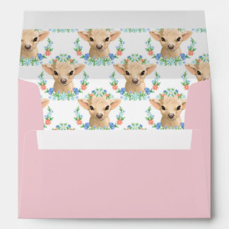 Pink Cute Cow Floral Envelope