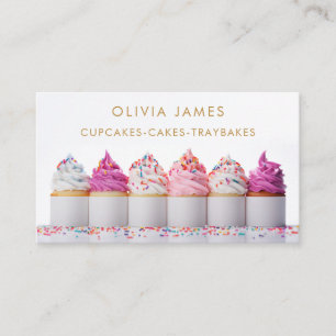 Pink cute cupcakes for Baker Chef Cake Decorator Business Card