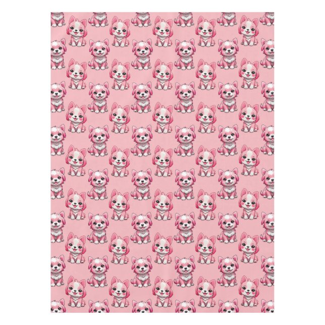 Pink Cute Dogs Tablecloth (Front)