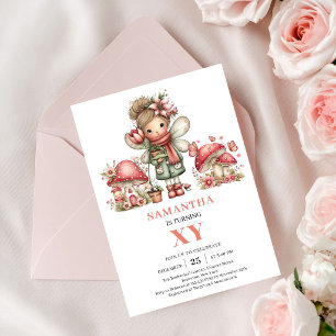 Pink Cute Fairy 2nd Birthday Floral Invitation