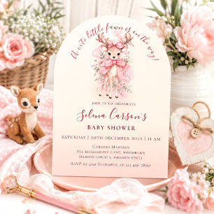 Pink Cute Fawn Baby Shower (Baby Girl) Invitation