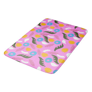 pink cute floral modern bold bath mat