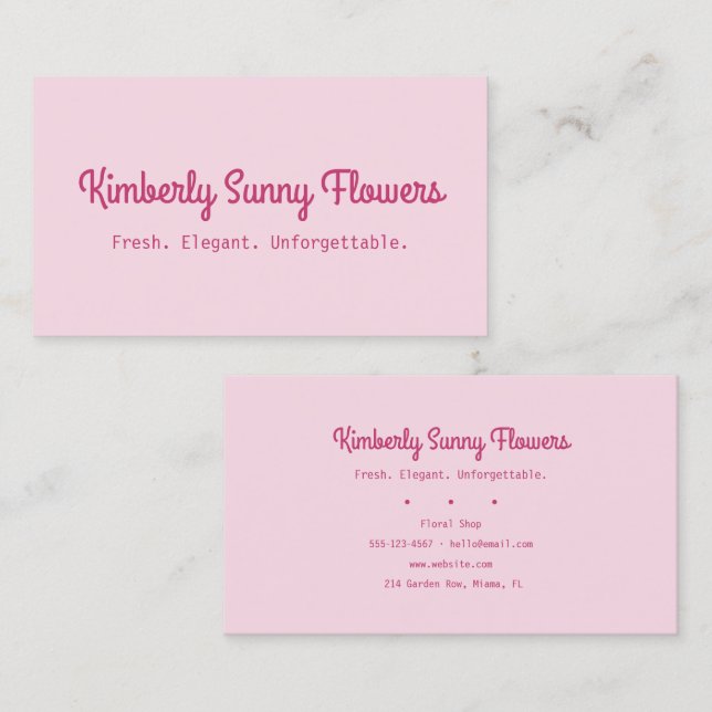 Pink Cute Florist Shop Business Card (Front/Back)