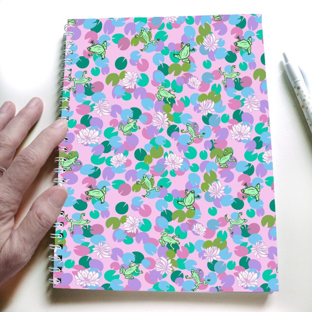 Pink cute frog art spiral notebook journal (Creator Uploaded)