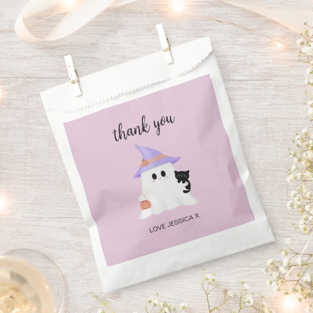 Pink Cute Ghost Halloween Birthday Thank You  Favour Bags (Clipped)