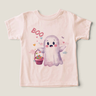 Pink Cute Ghost Halloween Party Pumpkin Patch