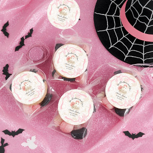 pink cute ghost little boo baby shower Invitation Classic Round Sticker