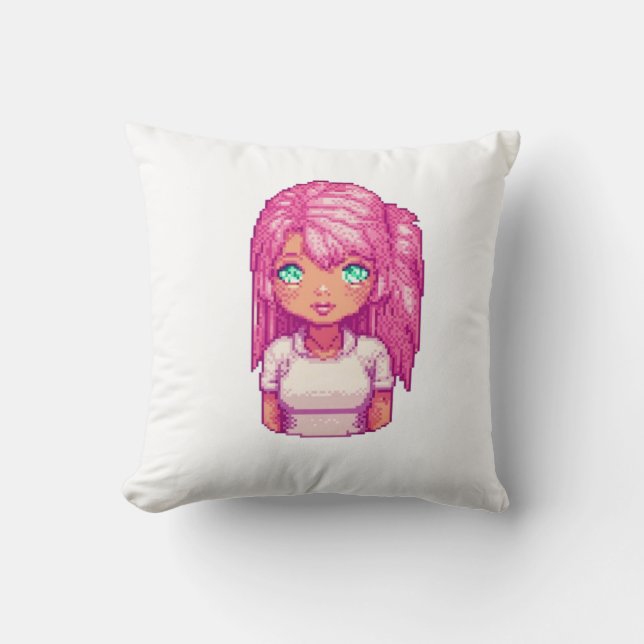 Pink cute girl cushion (Front)