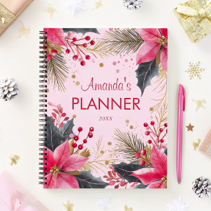 Pink Cute Girly Elegant Christmas Holiday Planner