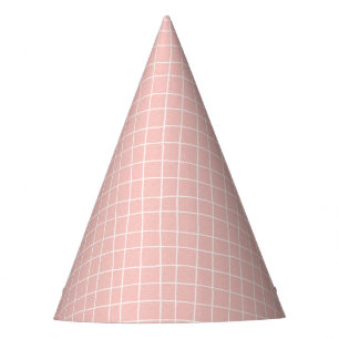 pink Cute grid square cute birthday party hat