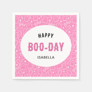 Pink Cute Halloween Birthday Napkin