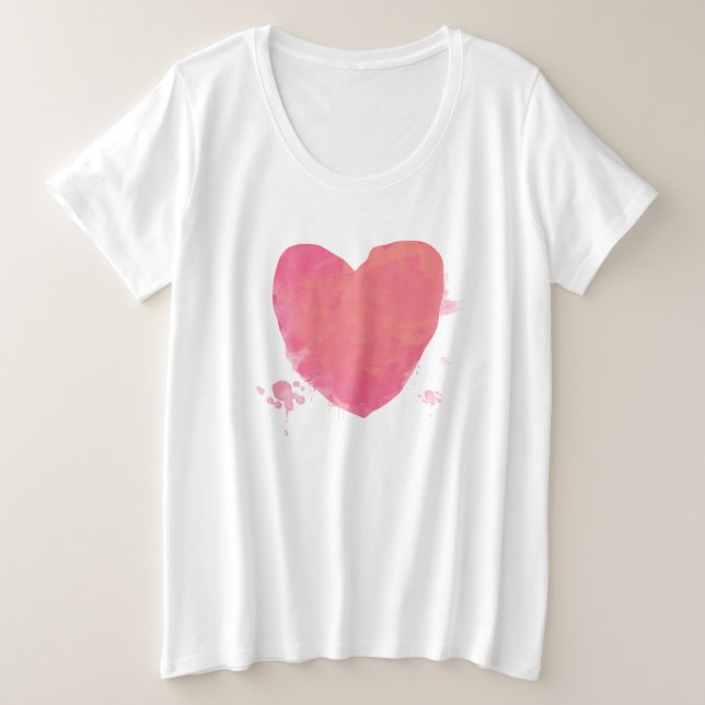 Pink Cute Heart Plus Size T-Shirt (Design Front)