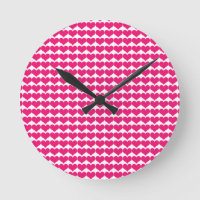 Pink Cute Hearts Pattern Clock