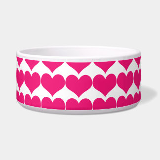 Pink Cute Hearts Pattern Dog Bowl