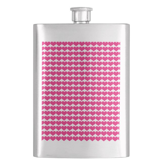 Pink Cute Hearts Pattern Flask (Front)
