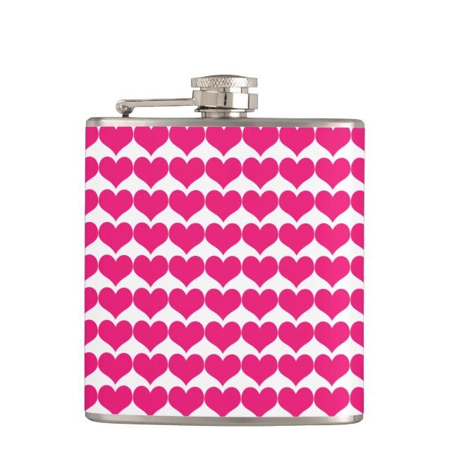 Pink Cute Hearts Pattern Flask (Front)