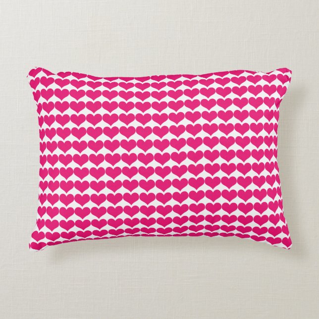 Pink Cute Hearts Pattern Pillow (Front)